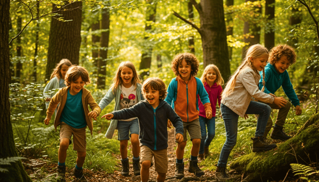 fröhliche Kinder im Wald10a