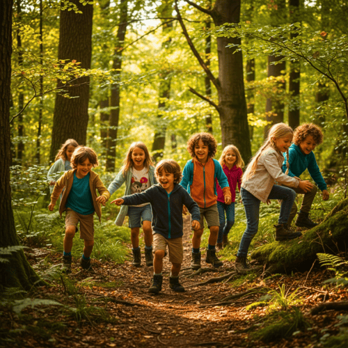 fröhliche Kinder im Wald10a